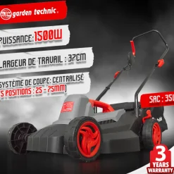 ELEM GARDEN TECHNIC - Tondeuse à gazon électrique 1500w - largeur de coupe 37cm - elem garden