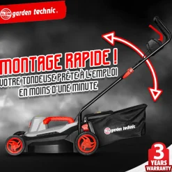 ELEM GARDEN TECHNIC - Tondeuse à gazon électrique 1500w - largeur de coupe 37cm - elem garden