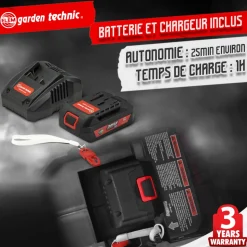 ELEM GARDEN TECHNIC - Tondeuse rechargeable 20v-4ah - 33 cm - batterie et chargeur fournis