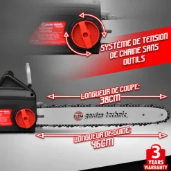 ELEM GARDEN TECHNIC - Tronçonneuse électrique 2000w - guide 40cm - 12,1 m/s - elem garden