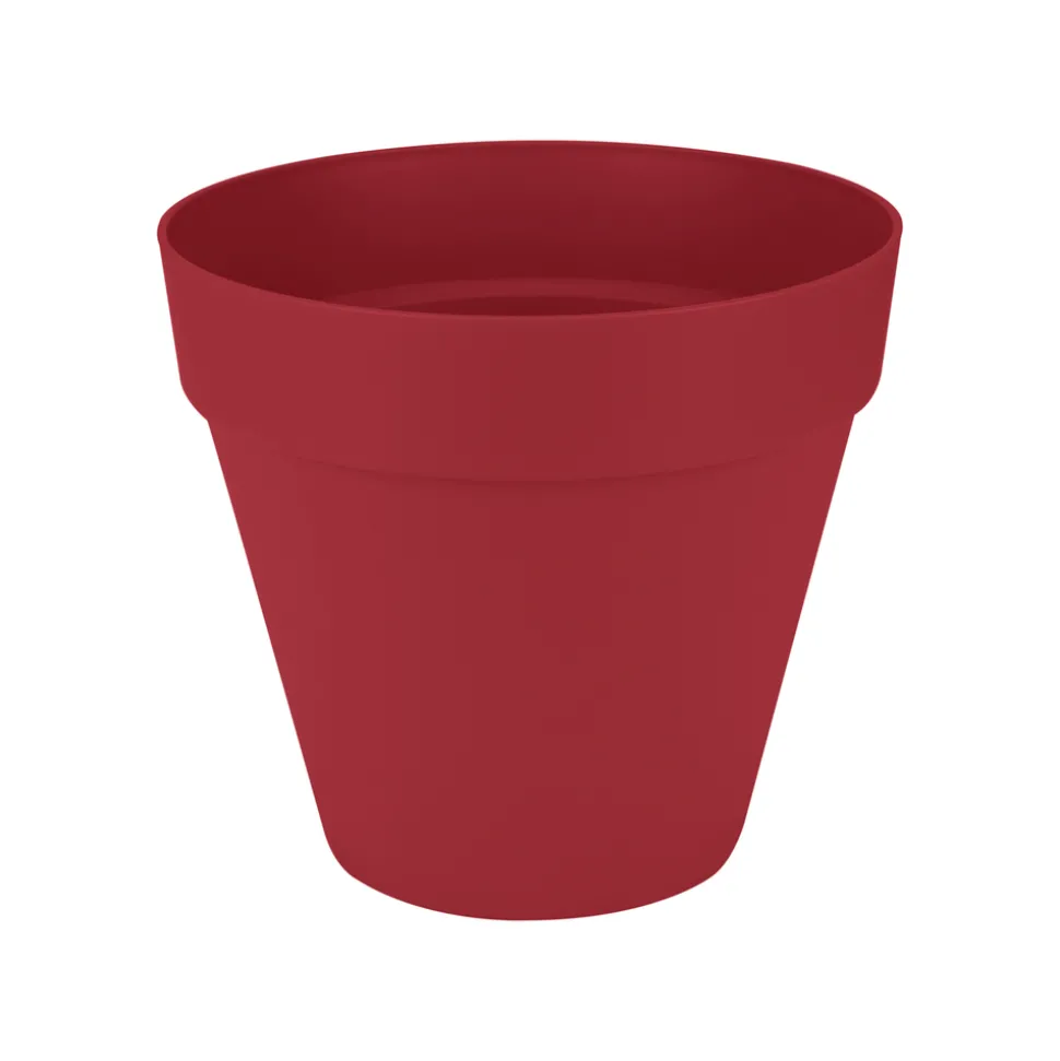 ELHO - Pot Loft rond à roulettes, coloris rouge théâtre - D.38,5xH.35,3cm