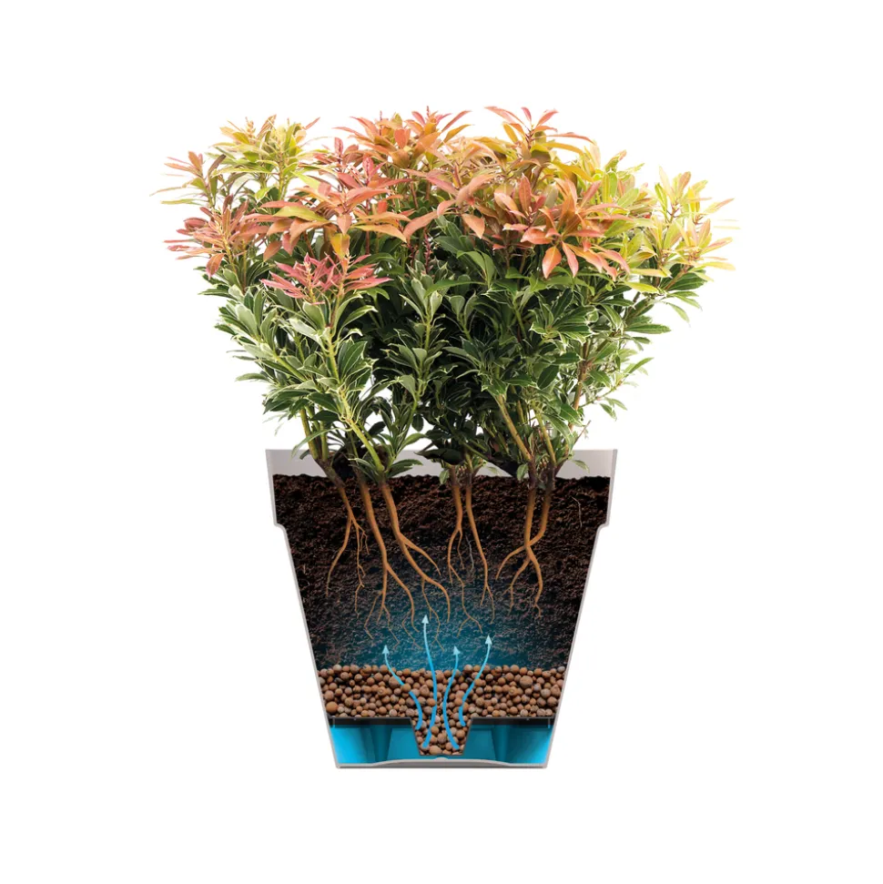 ELHO - Pot Loft rond à réserve d'eau, coloris rouge théâtre - D.19,3xH.17,5cm