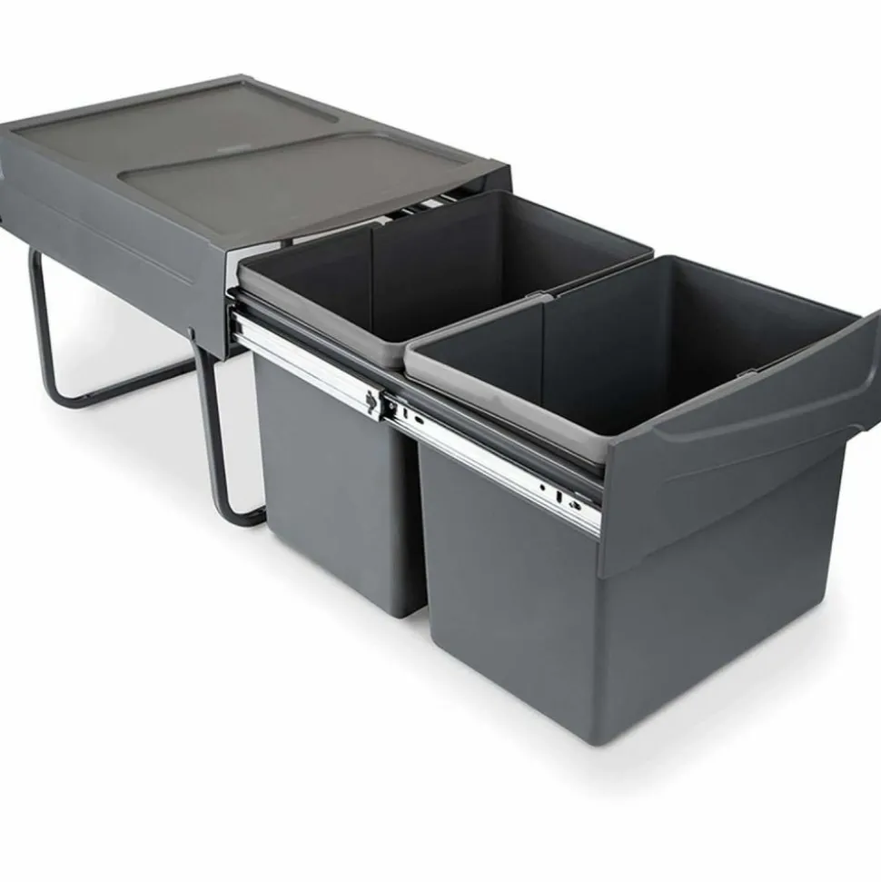 EMUCA - Poubelle de recyclage pour la cuisine 2 bacs de 15 litres cook