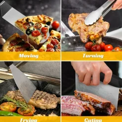 Ensemble d'USTensiles de Barbecue en Acier Inoxydable de 7 Pièces