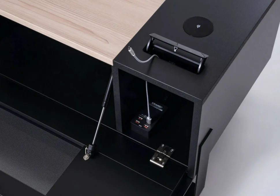 Erard meuble tv pour écran 40 à 75 + trappe + qi + chargeur 4 usb - 037601