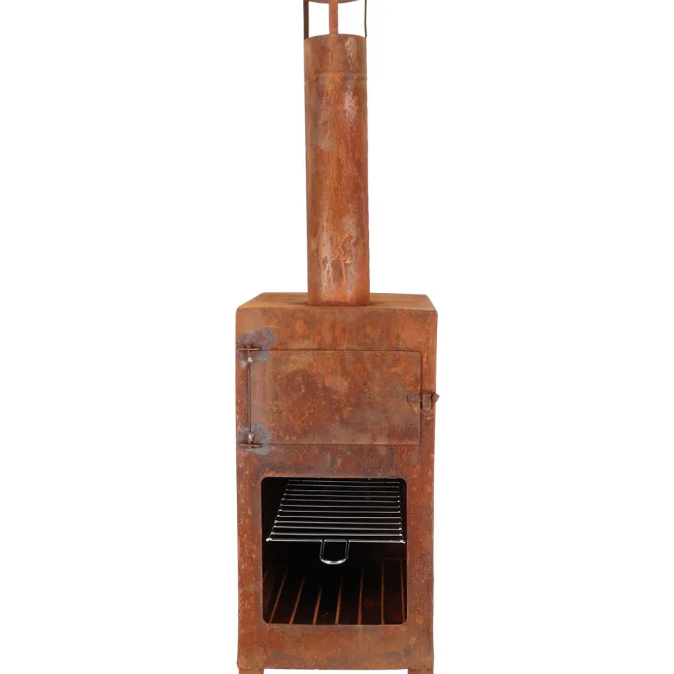 ESSCHERT DESIGN - Poêle de terrasse avec four à pizza rouille