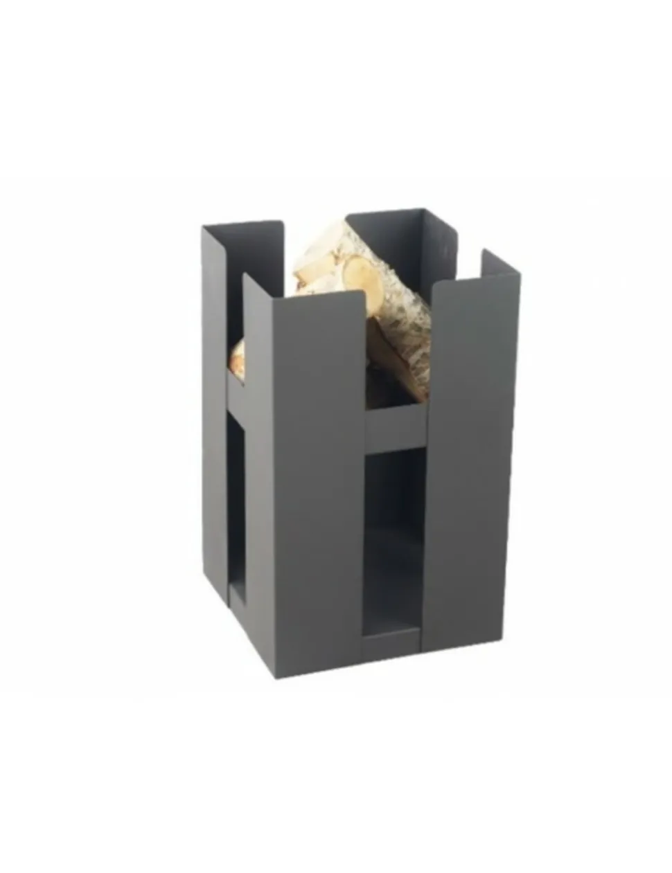 FARM COOK - Cheminée de jardin carré be 50x50 cm acier avec rangement bois-acier noir sablé---acier noir sablé