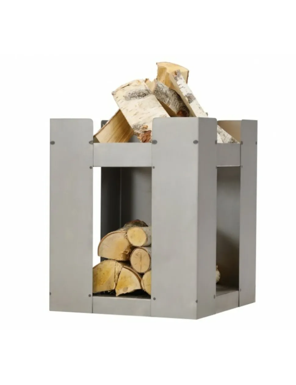 FARM COOK - Cheminée de jardin carré be 50x50 cm acier avec rangement bois-acier rouillé---acier rouillé