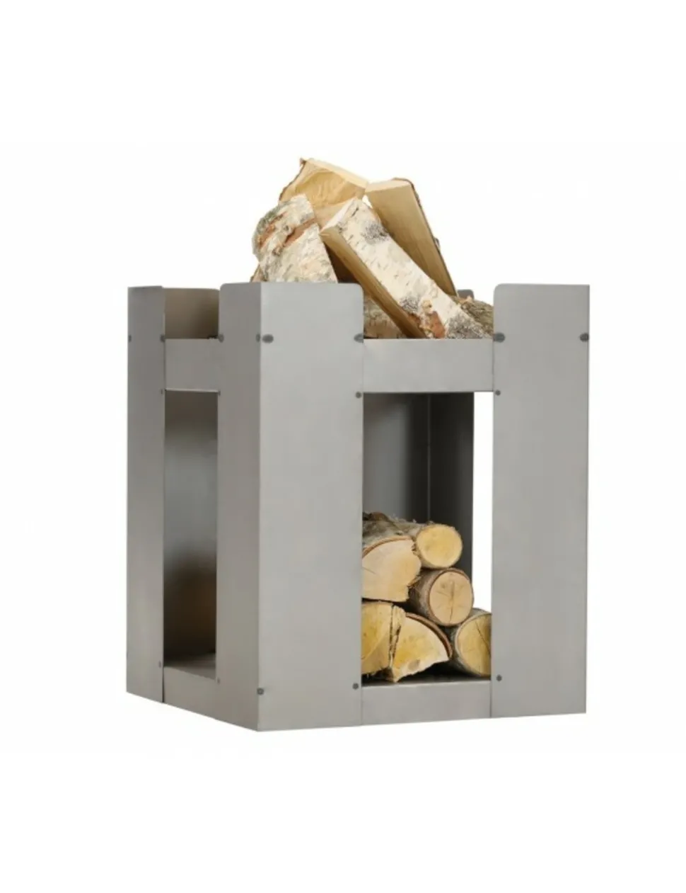 FARM COOK - Cheminée de jardin carré be 50x50 cm acier avec rangement bois-acier rouillé---acier rouillé