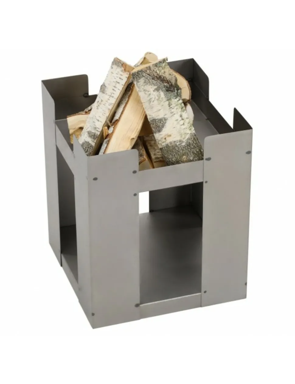 FARM COOK - Cheminée de jardin carré be 50x50 cm acier avec rangement bois-acier rouillé---acier rouillé