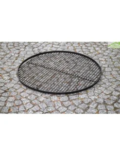 FARM COOK - Grille ronde à suspendre pour brasero en acier-ø 100cm-acier noir sablé---acier noir sablé