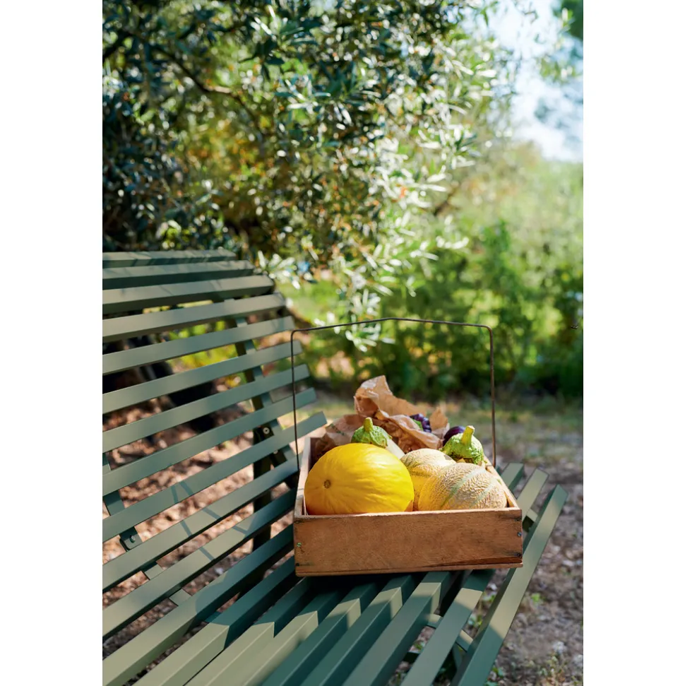 FERMOB - Banc de jardin Louisiane vert cactus en acier - 150x72x80 cm
