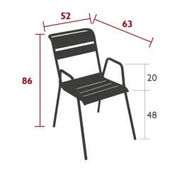 FERMOB - Fauteuil de jardin Bridge MONCEAU cactus en acier - 64,5x52x85 cm