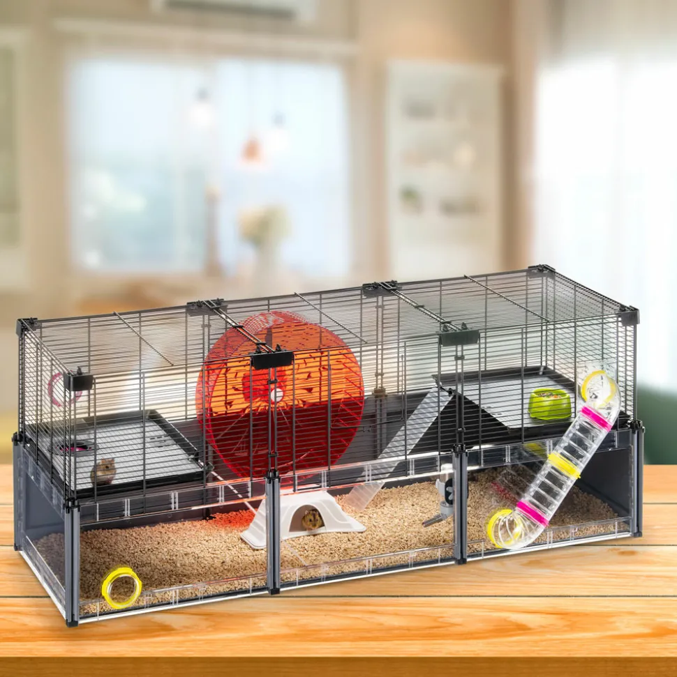 Ferplast - cage hamster - cage souris - cage hamster grande - grillage métallique - avec accessoires - modulaire - multipla
