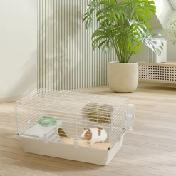 FERPLAST - Cage spacieuse pour cochons d'inde cavie 80, système de fermeture sécurité, accessoires inclus, en métal vernis gris et plastique