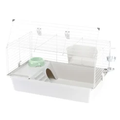 FERPLAST - Cage spacieuse pour cochons d'inde cavie 80, système de fermeture sécurité, accessoires inclus, en métal vernis gris et plastique