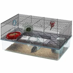 Ferplast cage pour hamsters favola, maisonnette pour petits rongeurs, plastique robuste et métal, 2 étages, accessoires inclus