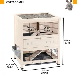 Ferplast clapier d'intérieur cottage mini, cochons d'inde, bois fsc, structure à 2 étages, accessoires inclus