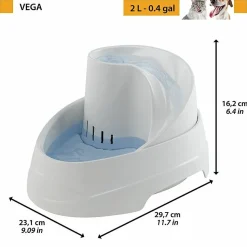 Ferplast fontaine pour chats et chiens de petite taille vega, 2 litres, avec protection antibactérienne permanente, effet source
