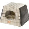 Ferplast, maisonnette pour chats d'intérieur edinburgh, couchage avec coussin, lit pour chats, écossais, velours doux, lavable,