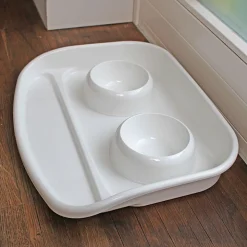 Ferplast plateau avec écuelles pour chats et chiens lindo double écuelle pour animaux, base en plastique résistant, pieds