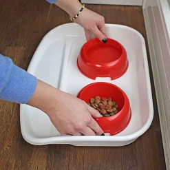 Ferplast plateau avec écuelles pour chats et chiens lindo double écuelle pour animaux, base en plastique résistant, pieds