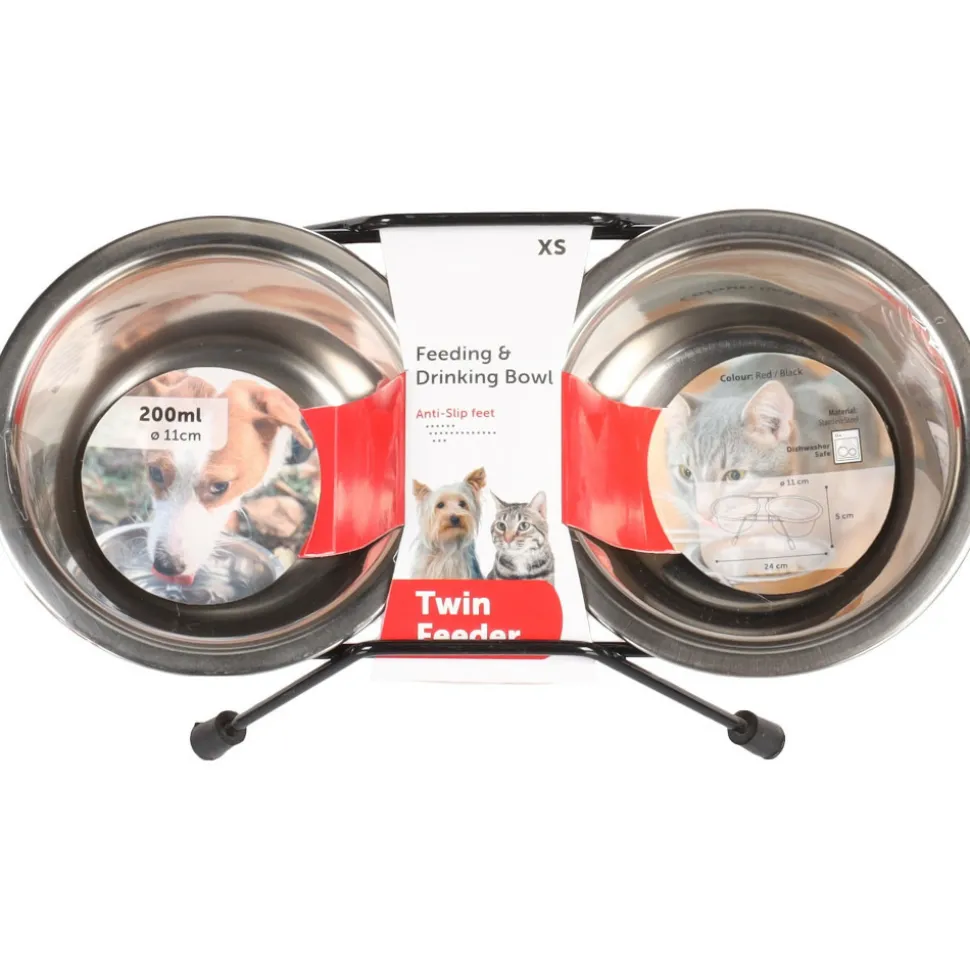FLAMINGO - Ecuelle duo ø 11 cm 200 ml avec support arjun xs pour chat