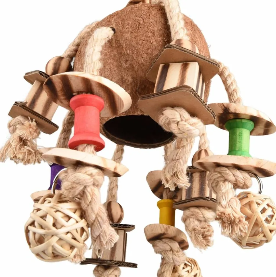 FLAMINGO - Jouet pour oiseaux sully perroquet noix de coco bbq 42 cm