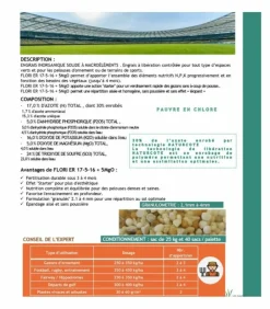 FLORIVERT - Engrais flori er 17-5-16 5 mgo (3/4), 25kg, effet starter, fertilisation prolongée - florivert neg01811