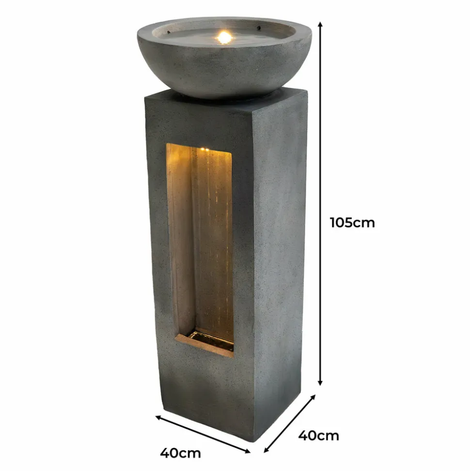 Fontaine de jardin serenity falls avec éclairage led blanc chaud & brosse à nettoyage