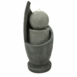 Fontaine de jardin zen cascade avec éclairage led blanc chaud & brosse à nettoyage