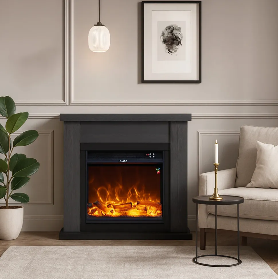 FUEGO - Cheminee murale 1500w caminetto fuego paolo gris