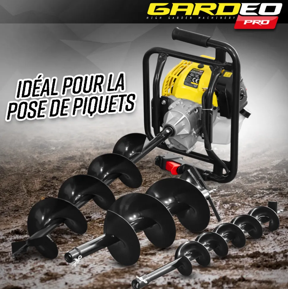 GARDEO PRO - Tarière thermique 52cc + 3 mèches 100 - 150 et 200mm - gardeo