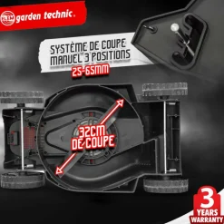 GEFROY - Kit 2 en 1 tondeuse 1300w coupe 32 cm + coupe bordures 250w elem technic - tde3213cbe22 - capacité du bac récolteur: 30 l