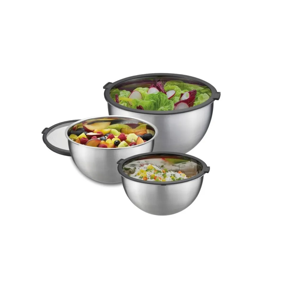 Gefu lot de 3 saladiers 1l/2,5l/4,5l avec couvercle hermétique inox - 89430
