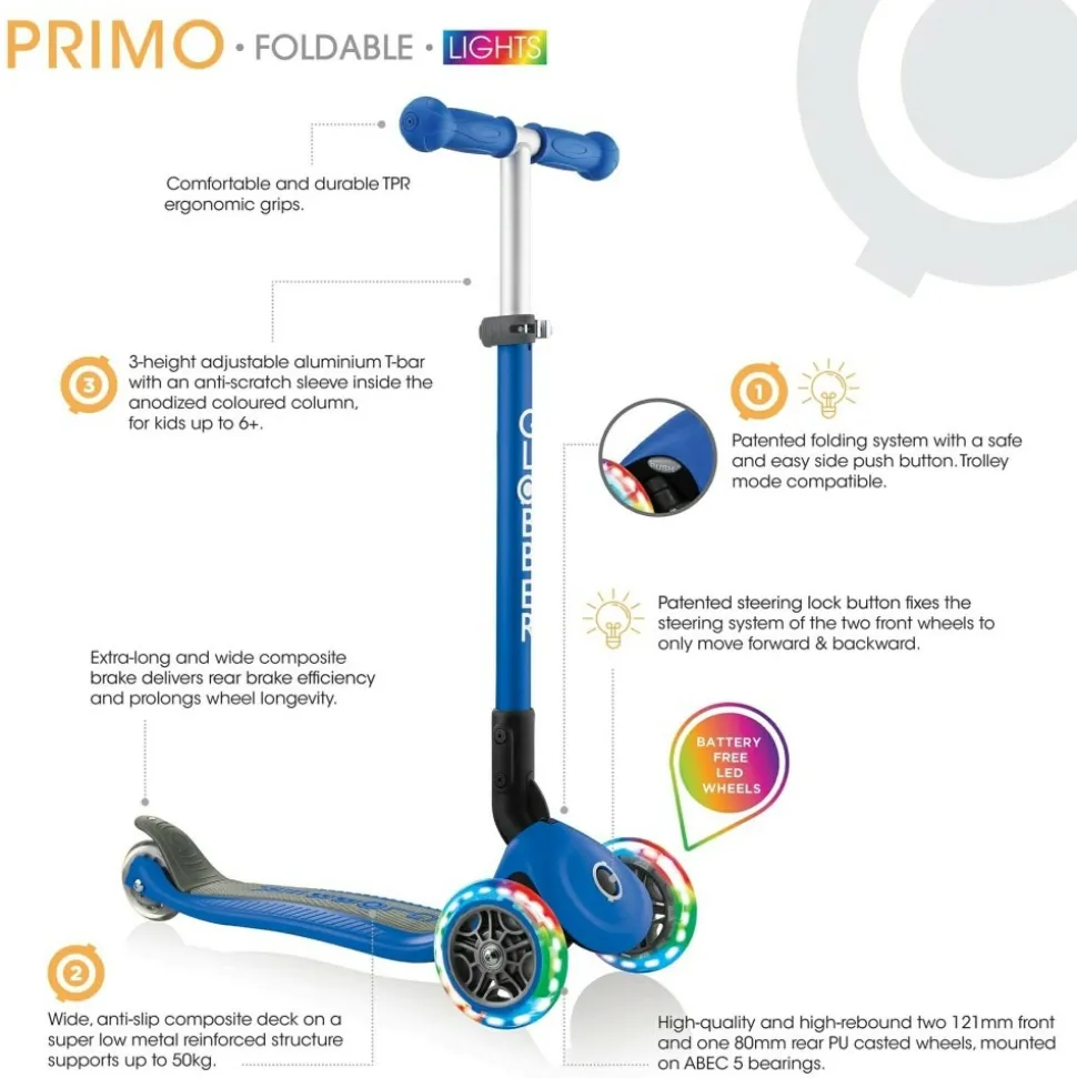 GLOBBER - Globber - trottinette évolutive enfant lumineuse et pliable primo - vert