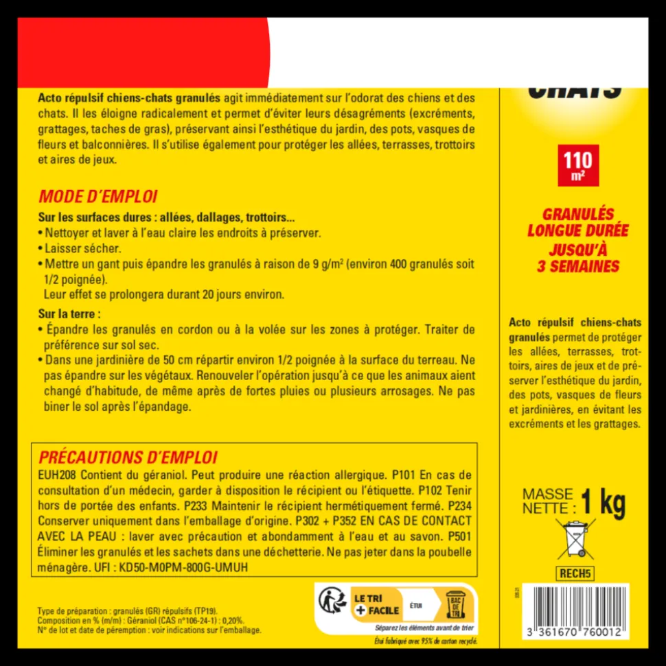 GÉNÉRIQUE - Acto répulsif chien chat 1kg rech5 - acto