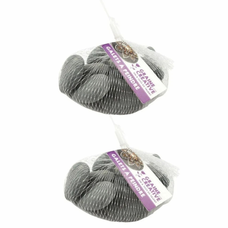 GRAINE CRÉATIVE - 10 galets à peindre - gris foncé