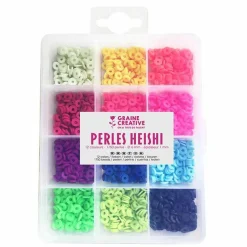 GRAINE CRÉATIVE - 6800 perles heishi - 12 couleurs fluo
