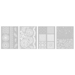 GRAINE CRÉATIVE - 4 pochoirs pâte polymère 11,4 x 15,3 cm - déco