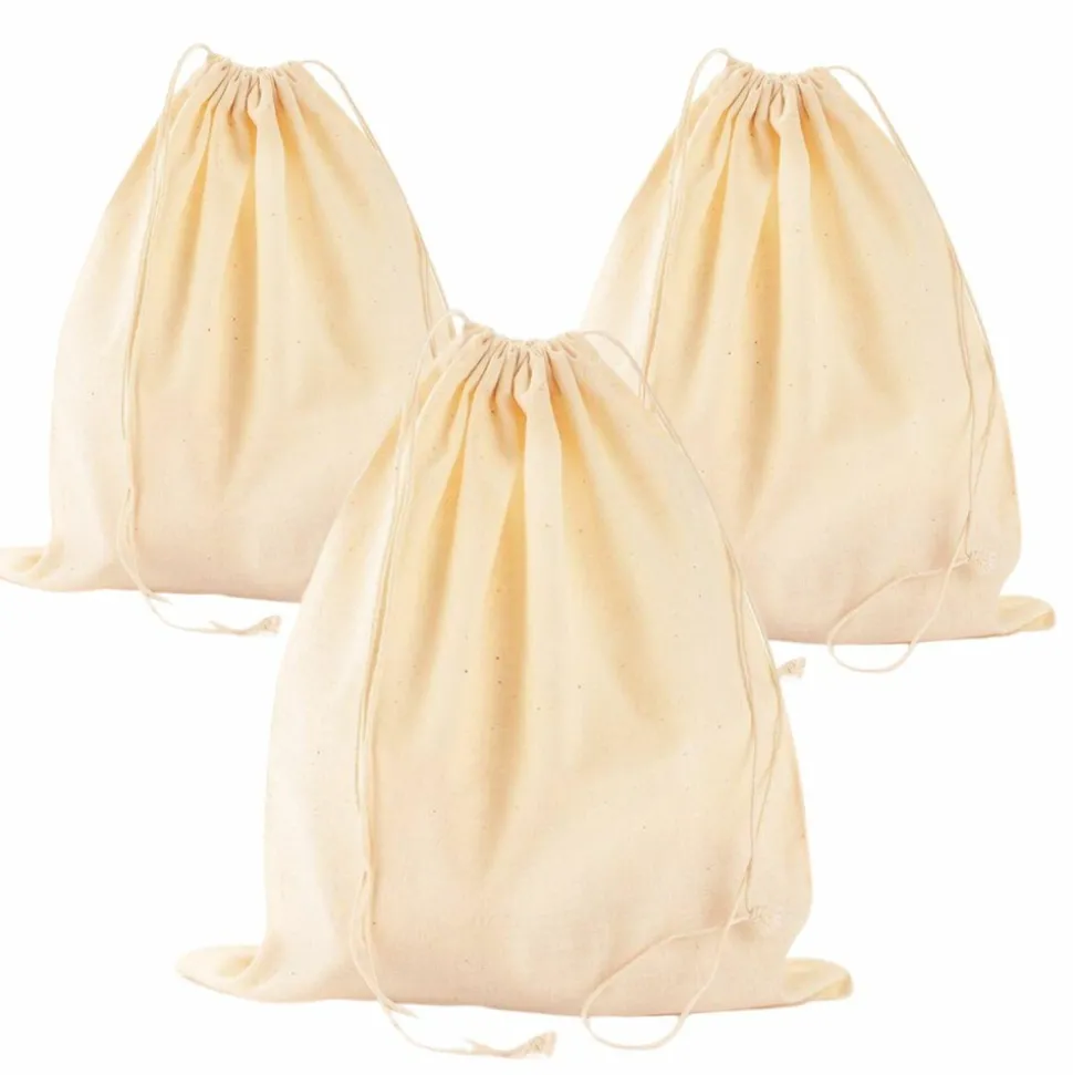 GRAINE CRÉATIVE - 3 sacs pochon en coton à décorer 24 x 29 cm