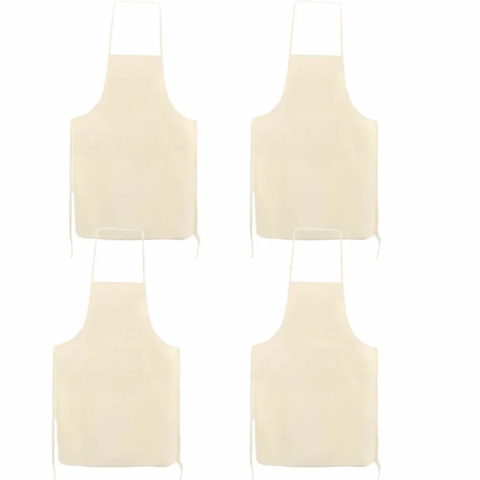 GRAINE CRÉATIVE - 4 tabliers adulte en coton blanc cassé 90 x 60 cm