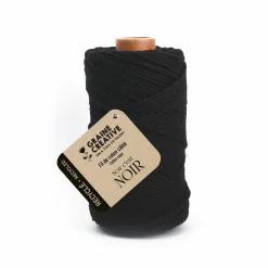 GRAINE CRÉATIVE - Coton cablé recyclé noir 100 m x 2 mm