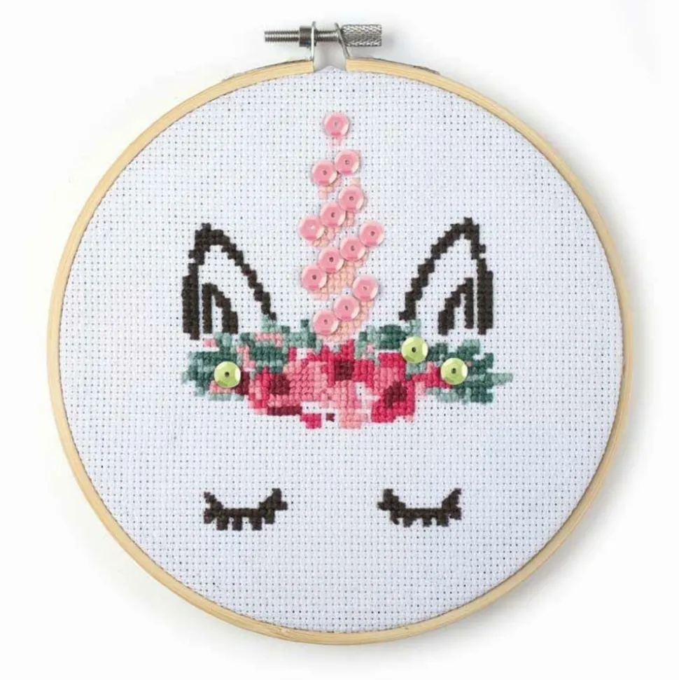 GRAINE CRÉATIVE - Kit tambour à broder en bois - licorne