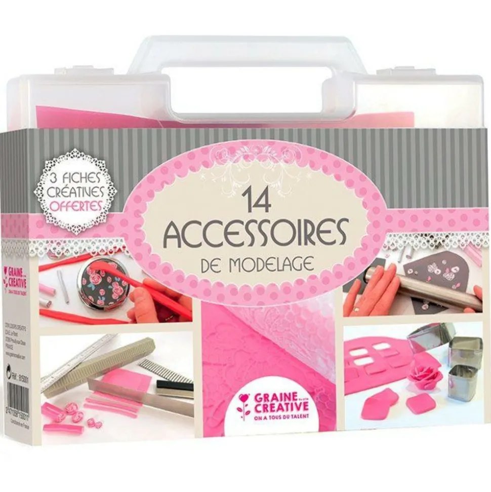 GRAINE CRÉATIVE - Mallette 14 accessoires de modelage en pâte polymère
