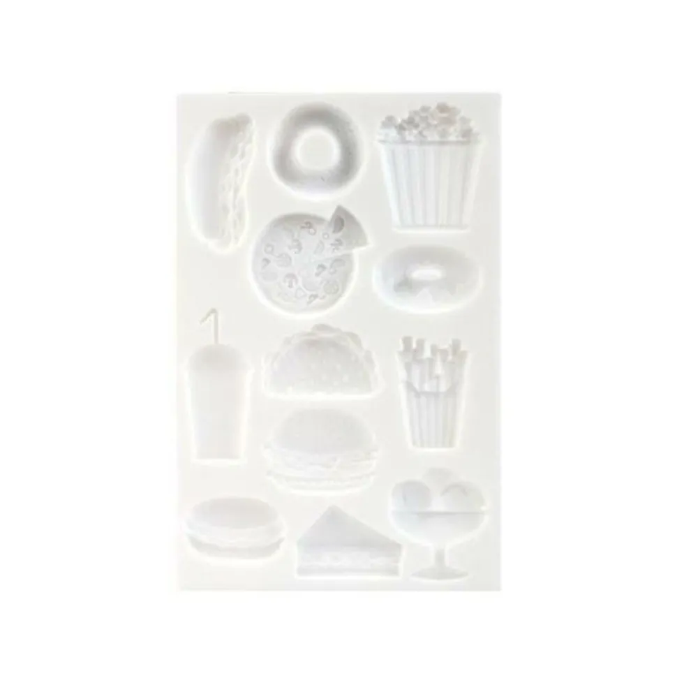 GRAINE CRÉATIVE - Moule en silicone pour pâte polymère - junk food - 20 x 13 cm