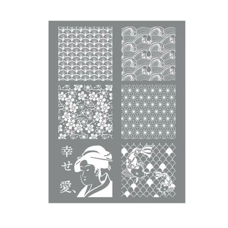 GRAINE CRÉATIVE - Pochoir pâte polymère japon 11,4 x 15,3 cm