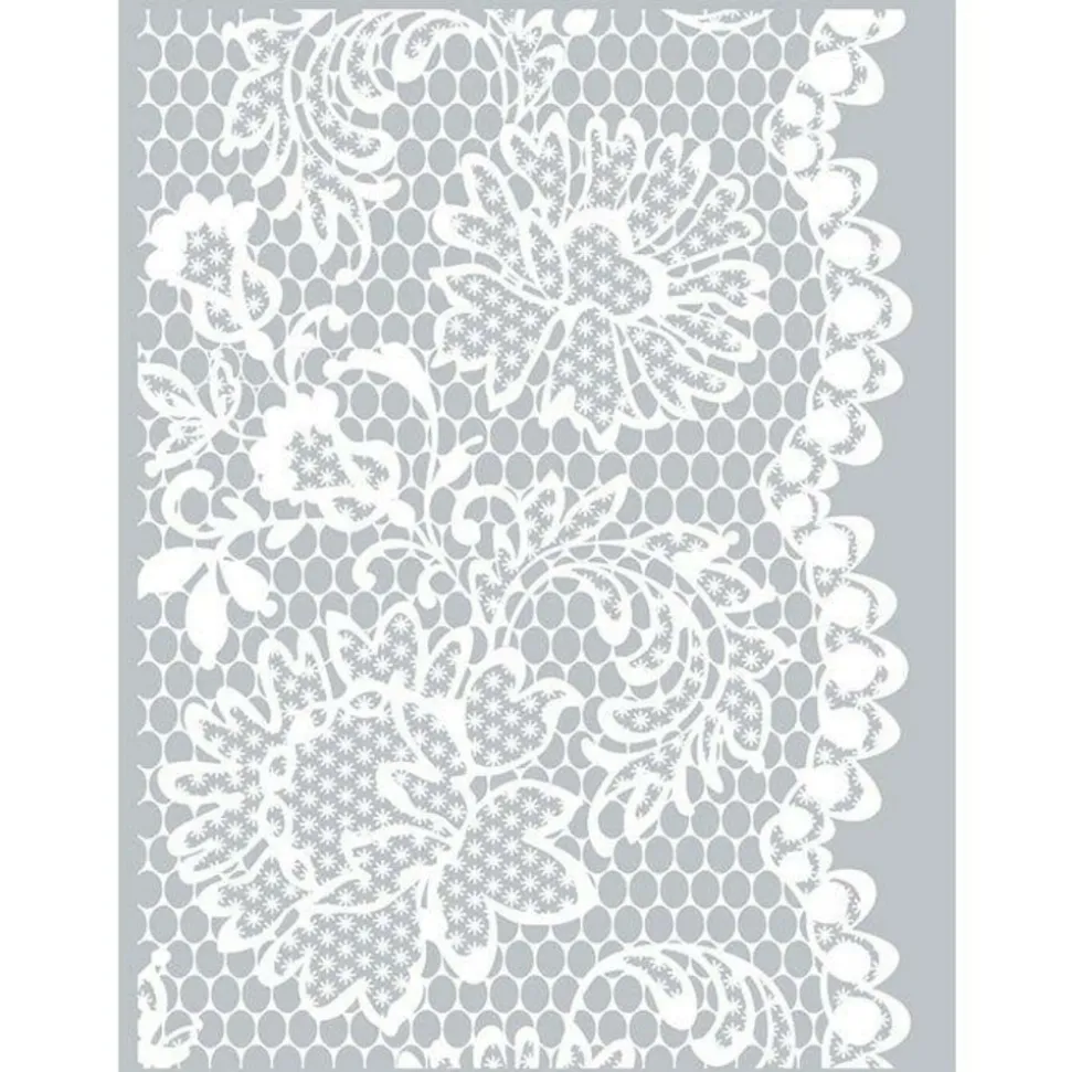 GRAINE CRÉATIVE - Pochoir pâte polymère dentelle florale 11,4 x 15,3 cm