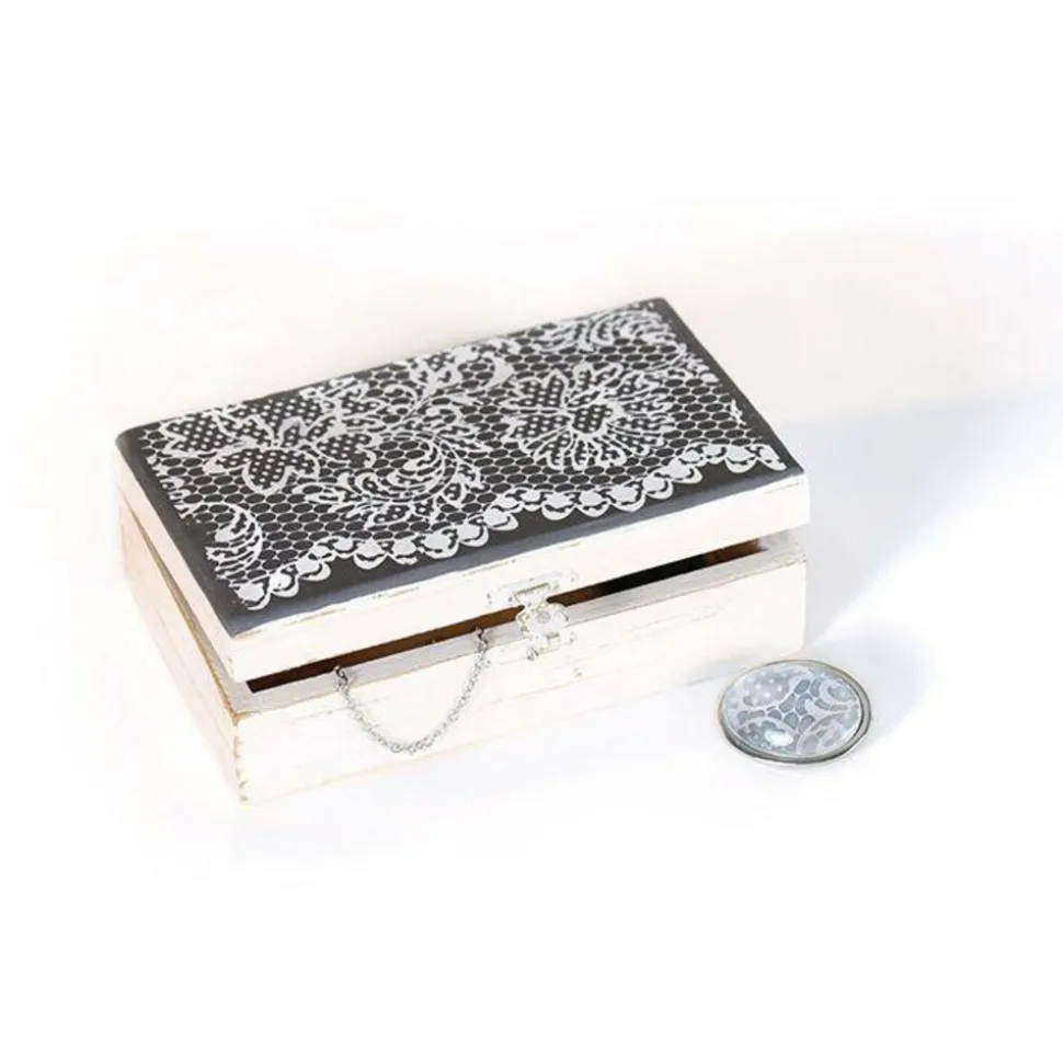 GRAINE CRÉATIVE - Pochoir pâte polymère dentelle florale 11,4 x 15,3 cm