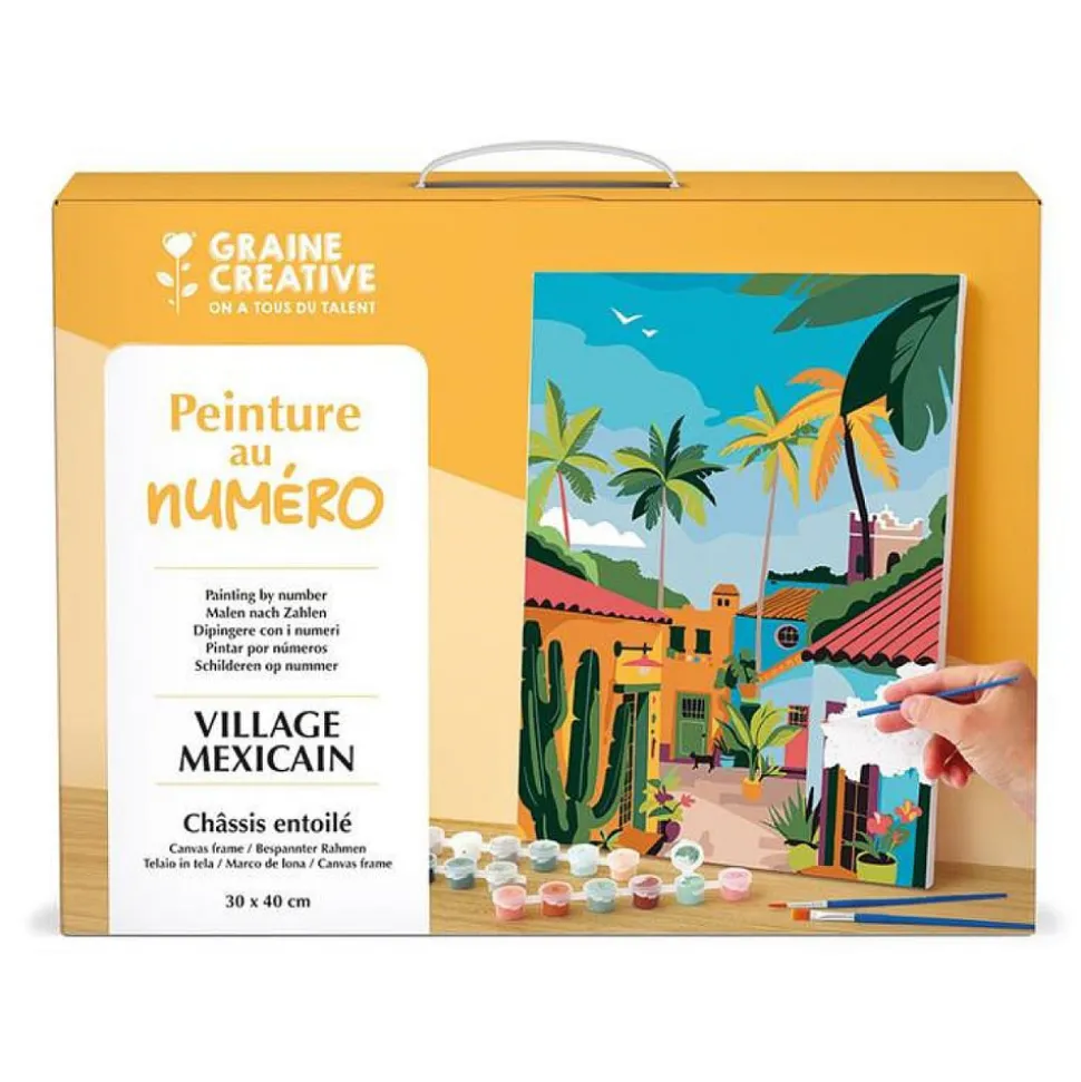 GRAINE CREATIVE - Peinture au numero 30x40 cm - village mexicain